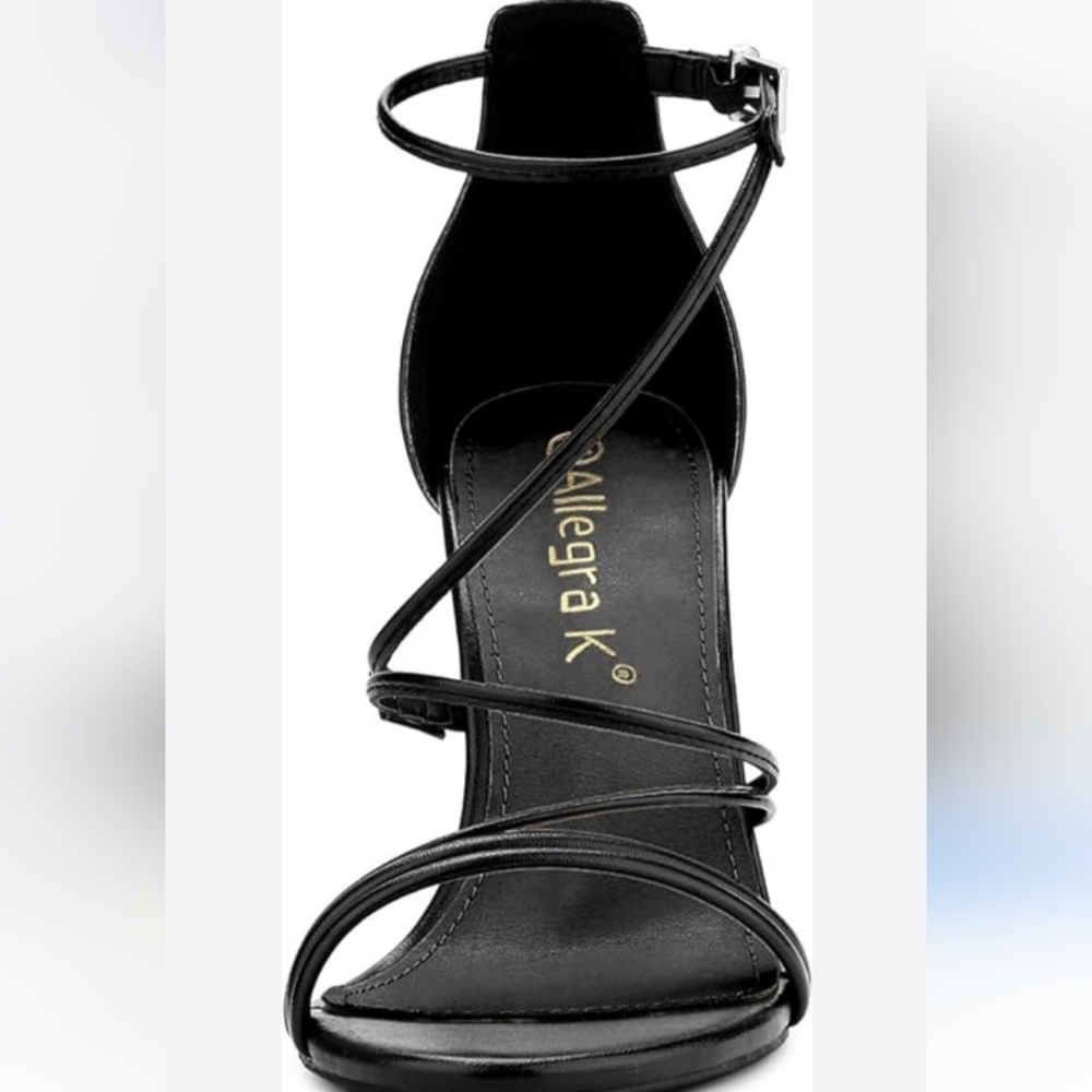 Allegra K Women's Party Strappy Stiletto High Heels Sandals, Black Velvet Sz 7.5